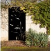 Brise vue oiseaux et roseaux style minimaliste Décor Acier en noir graphite