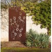 Parement en métal pour jardin et terrasse avec fleurs bouquet floral couleur rouille corten
