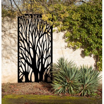 Pare vue forêt magique brise vue arbre magique bois forêt jardin secret décoration murale noir graphite