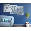 triptyque motif fleur aluminium blanc - Décor Acier