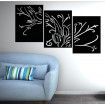 triptyque motif fleur aluminium noir graphite - Décor Acier