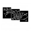 triptyque motif fleur aluminium noir graphite - Décor Acier