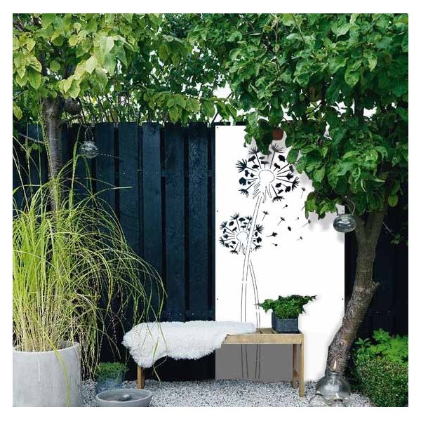 Brise vue pissenlit, pare vue dent-de-lion en aluminium peint blanc